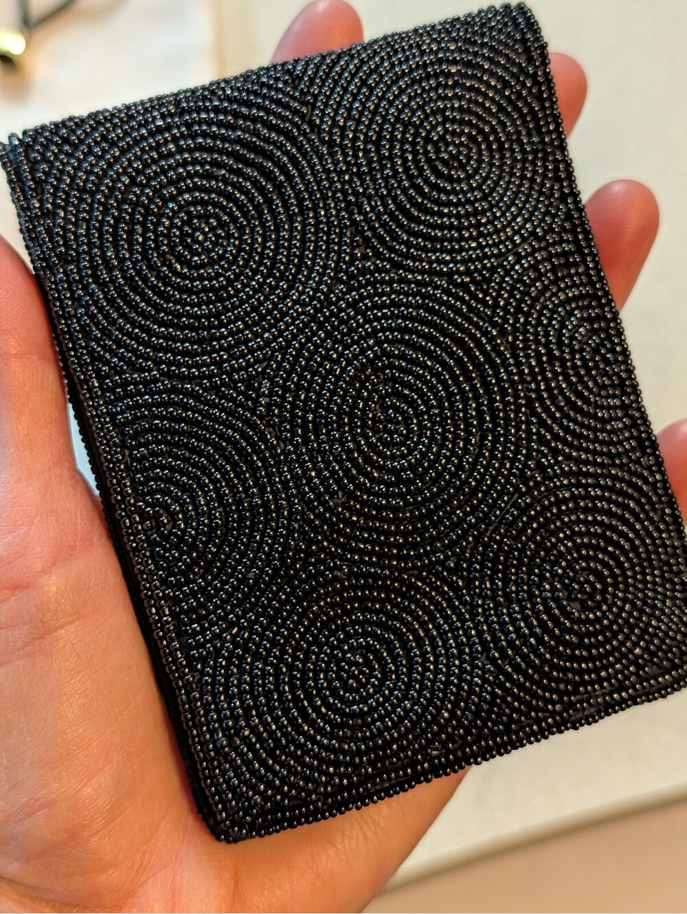 Handmade Beaded Black Wallet Made in Tokyo Japan